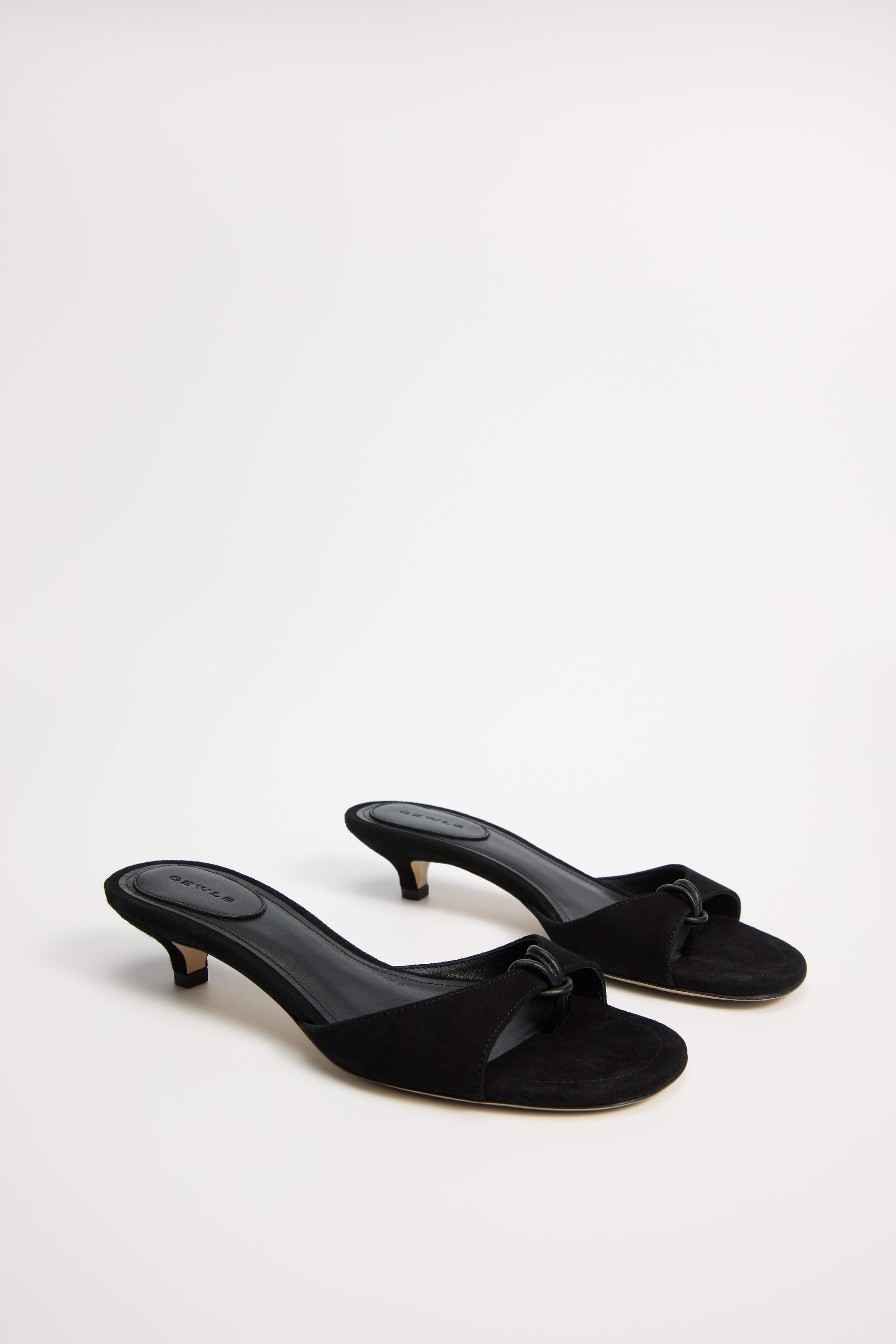 GEWLS Chiara 30mm Nero Suede Kitten Heel
