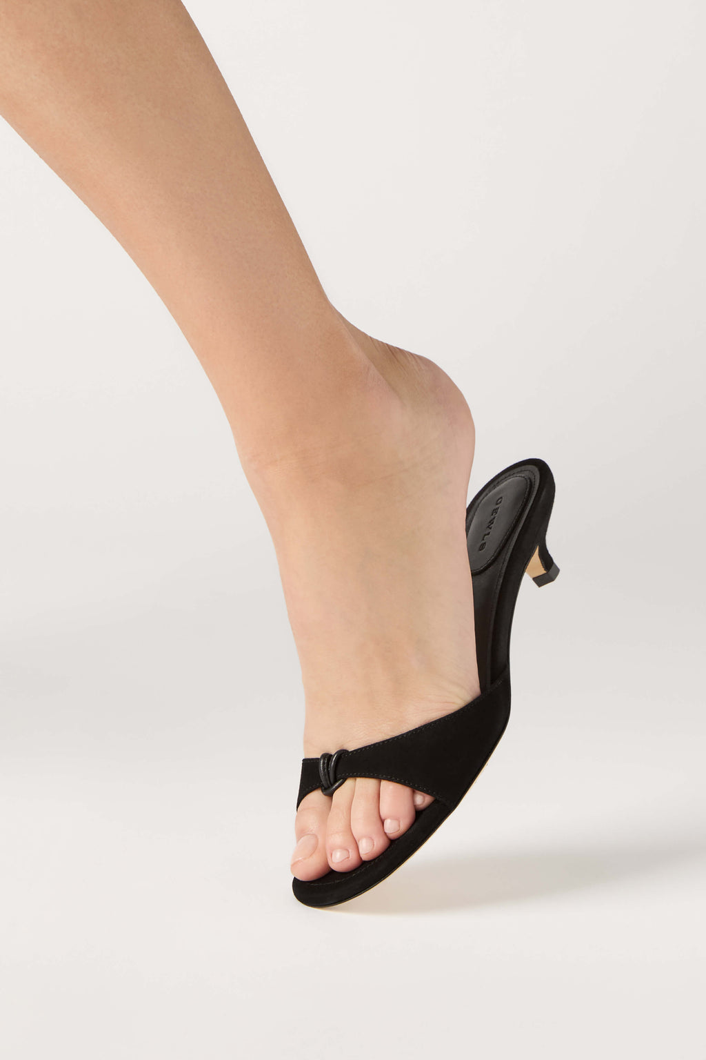 GEWLS Chiara 30mm Nero Suede Kitten Heel