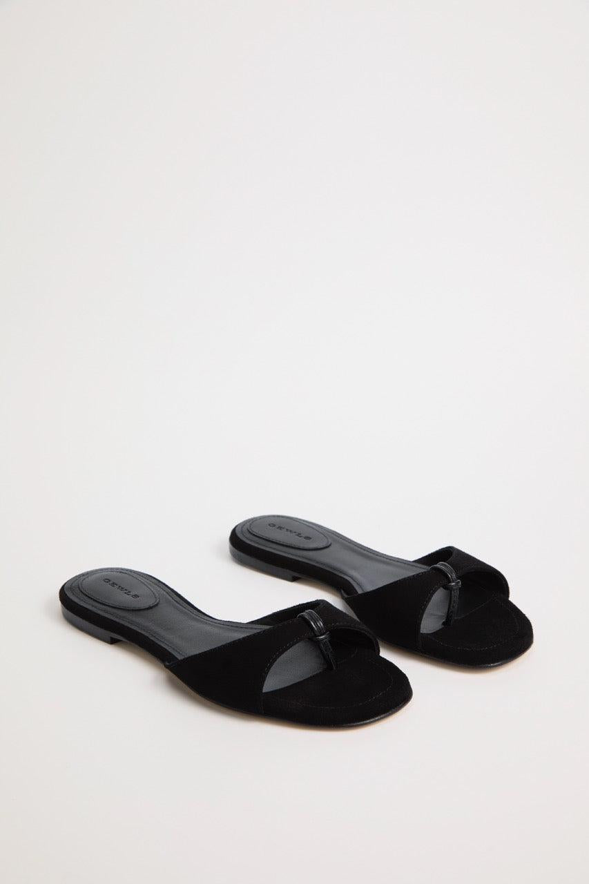 GEWLS Chiara Flat 05mm Nero Suede sandal