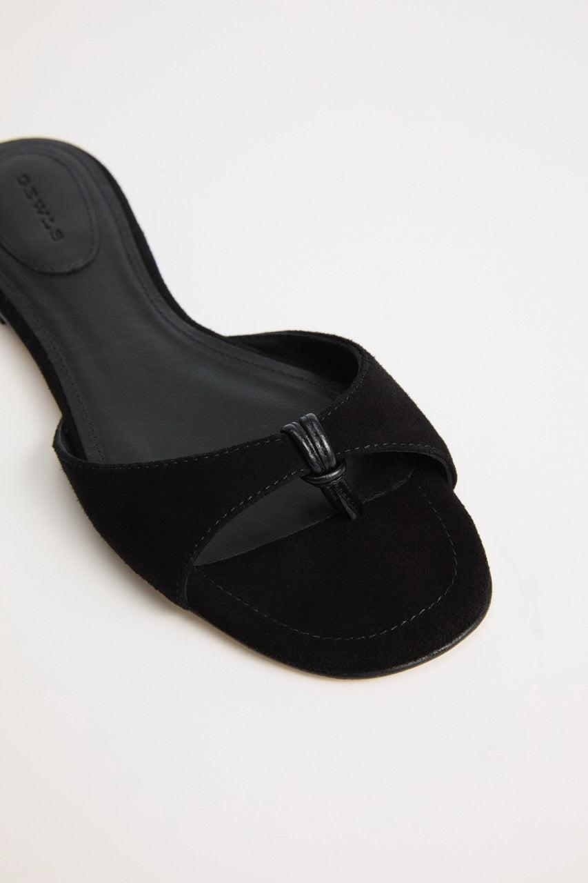 GEWLS Chiara Flat 05mm Nero Suede sandal