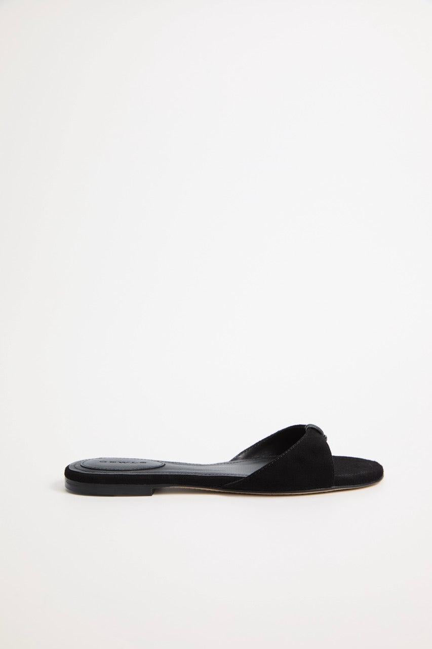 GEWLS Chiara Flat 05mm Nero Suede sandal